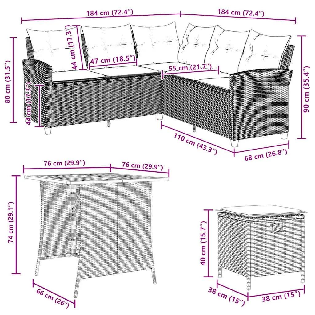 L-Shaped Garden Sofa Set for Relaxation