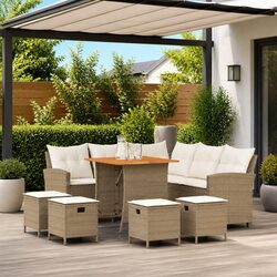Comfortable L-shaped Garden Sofa Set 6 Piece with Cushions