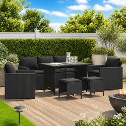 Cozy 6-Piece Outdoor Sofa Set with Cushions in Black