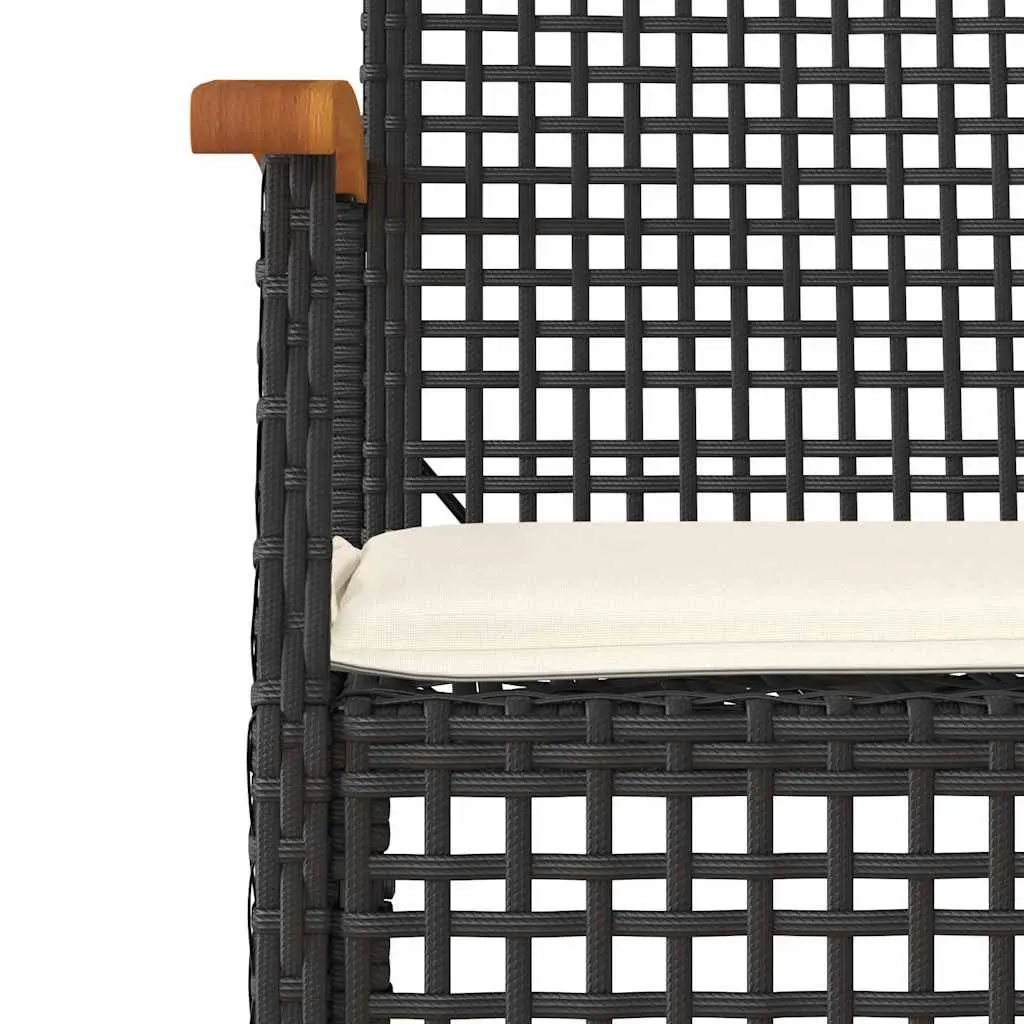 7 Piece Outdoor Dining Set Black Poly Rattan Garden Furniture Patio Table Chairs
