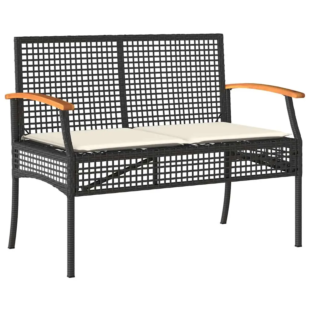 3 Piece Outdoor Garden Dining Set Cushions Black Poly Rattan