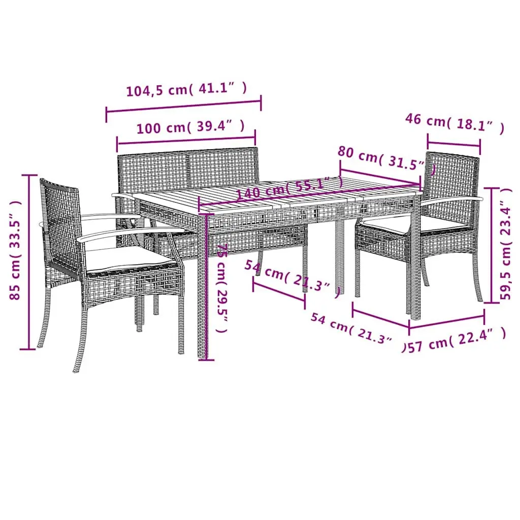 4 Piece Outdoor Dining Set