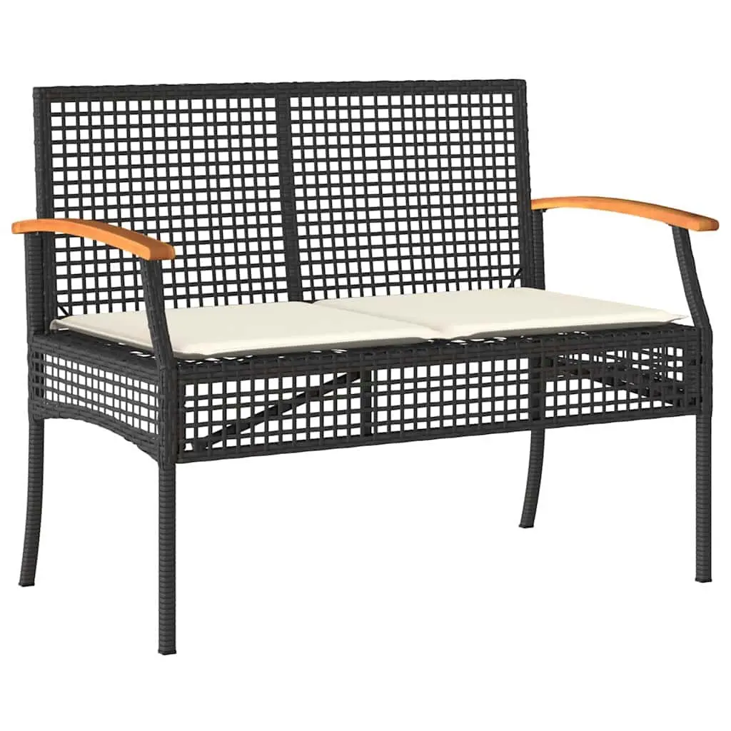 5 Piece Garden Dining Set Outdoor Patio Furniture Black Poly Rattan