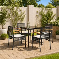 Comfortable Black Garden Dining Set: 5 Pieces Included