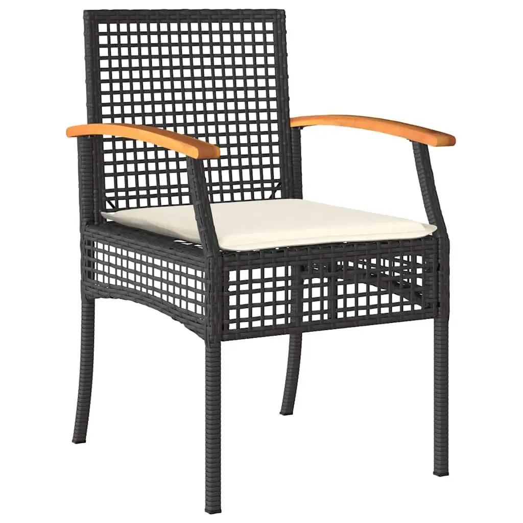 Garden Dining Set 5 Piece Black Outdoor Furniture Patio Table Chairs Cushions