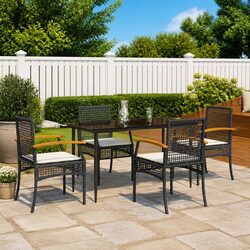 Versatile Black Rattan 5-Piece Garden Dining Set