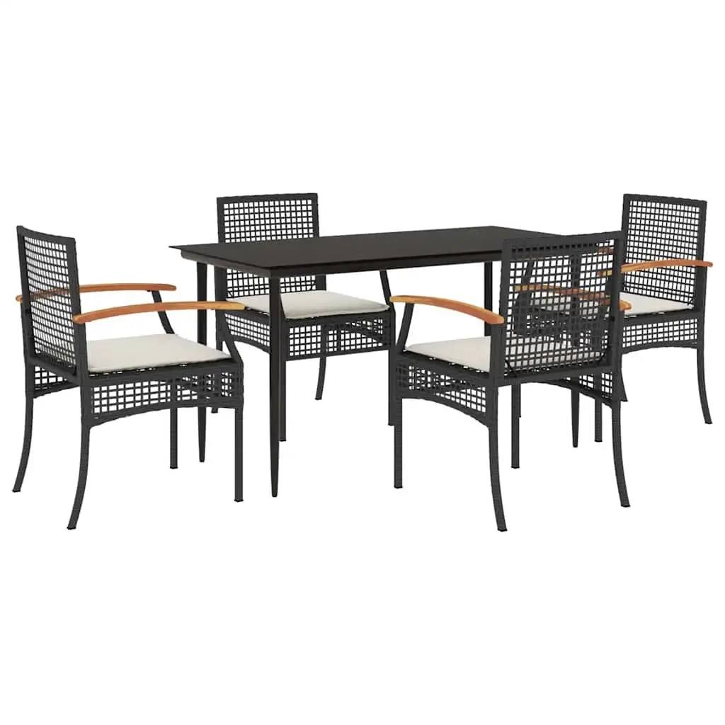 Black Rattan 5-Piece Garden Dining Set