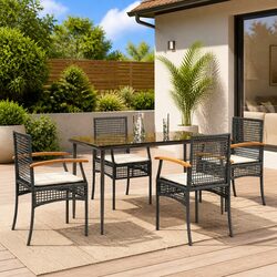 Garden Dining Set 5 Piece Outdoor Furniture Patio Table Chairs with Cushions