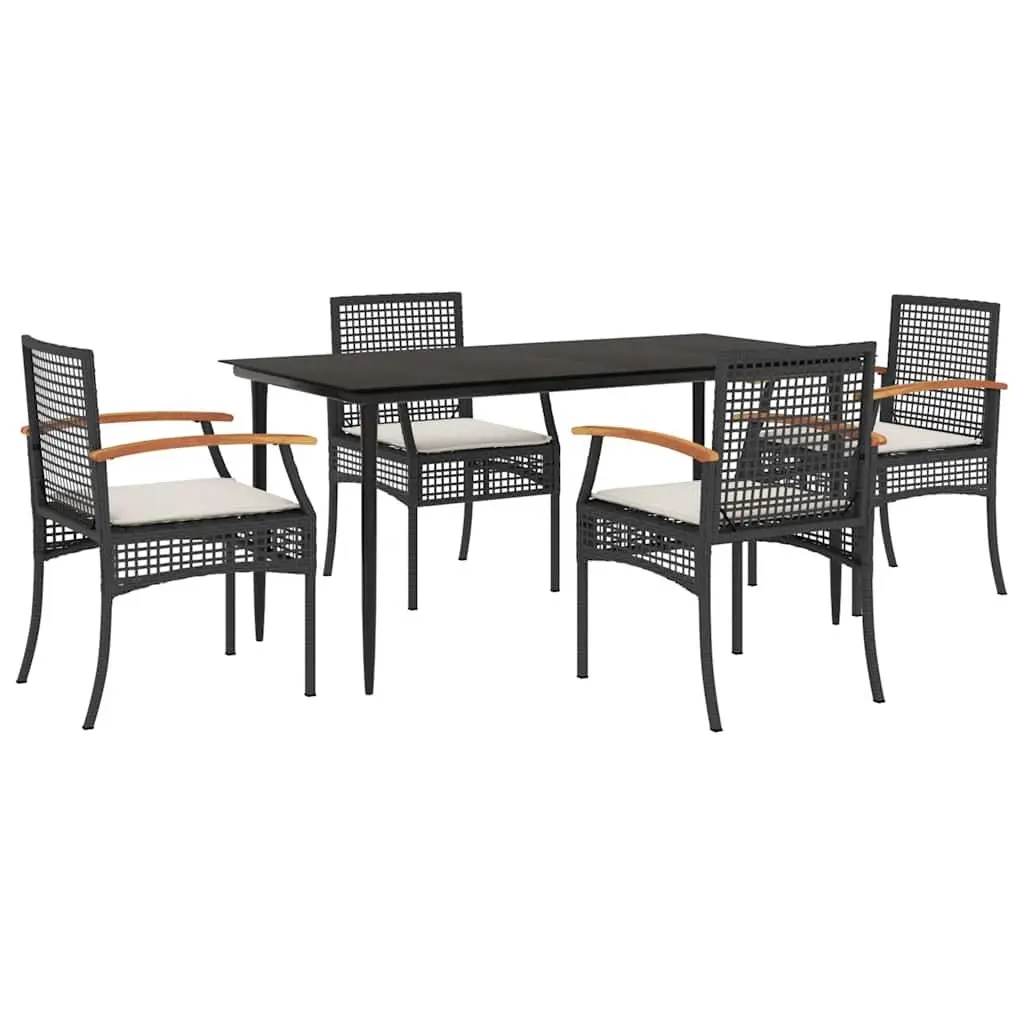 Garden Dining Set 5 Piece Outdoor Furniture Patio Table Black with Cushions
