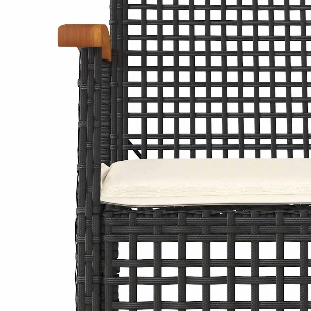 Garden Dining Set 7 Piece Outdoor Furniture Black Poly Rattan Cushions