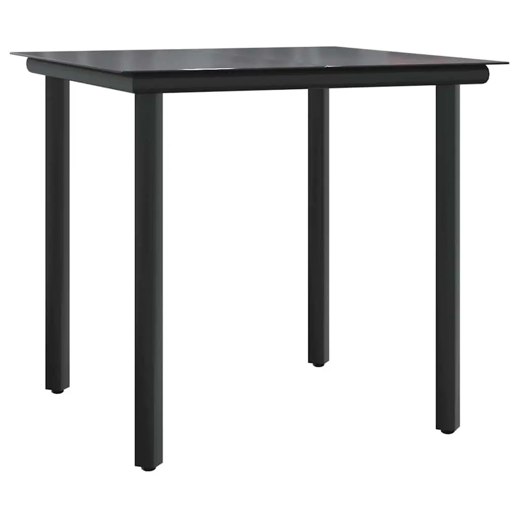 3 Piece Outdoor Dining Set Black Poly Rattan Table Chairs