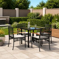 Warm and Welcoming 5 Piece Black Rattan Dining Set
