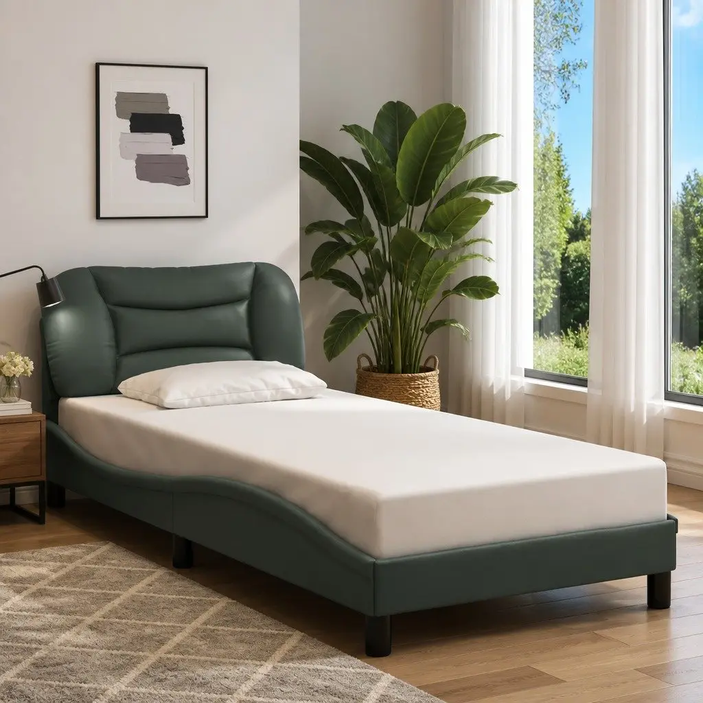 Dark Grey Bed Frame with Integrated LED Lights 90x190 cm