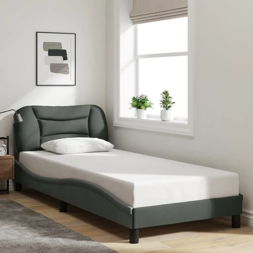 Dark Grey Bed Frame with Integrated LED Lights 90x190 cm