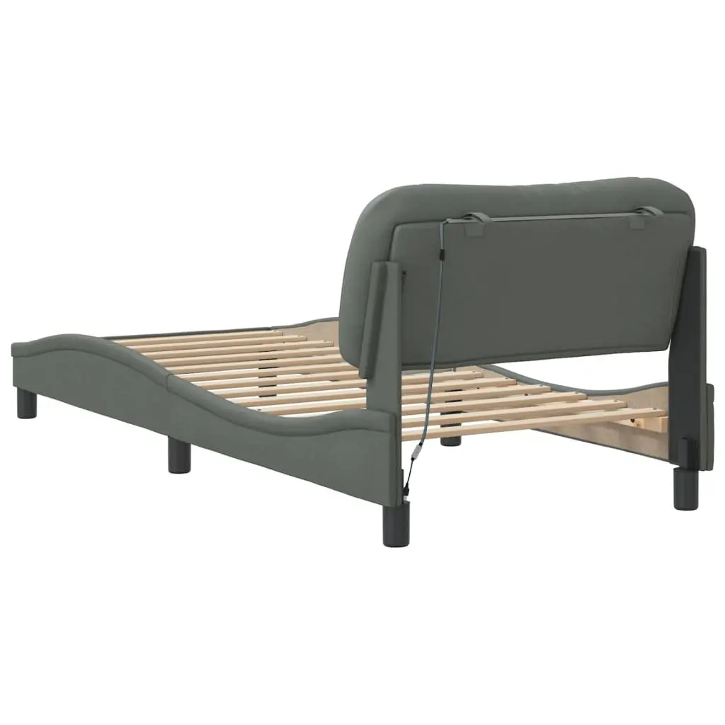 Dark Grey Bed Frame with Integrated LED Lights 90x190 cm