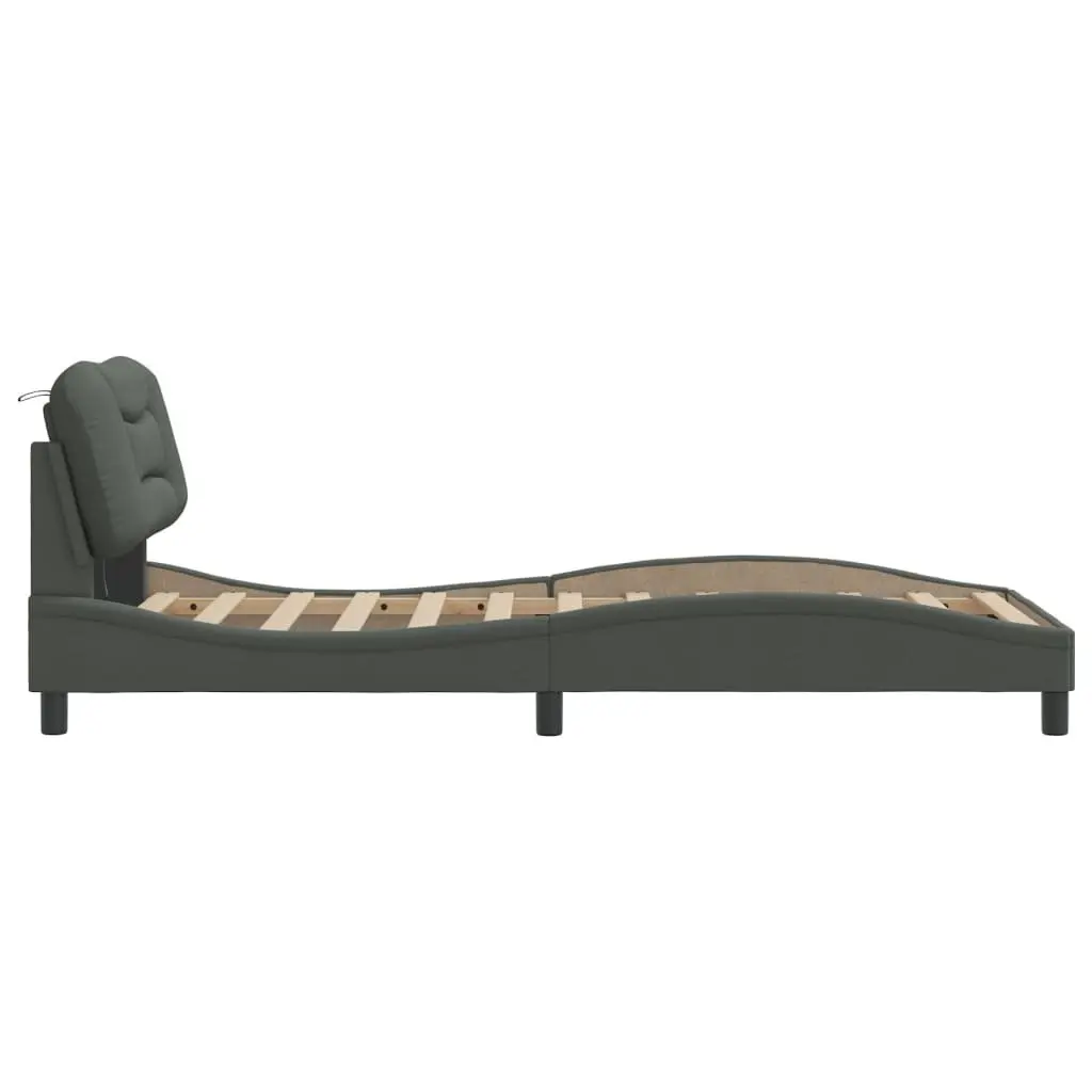 Dark Grey Bed Frame with Integrated LED Lights 90x190 cm