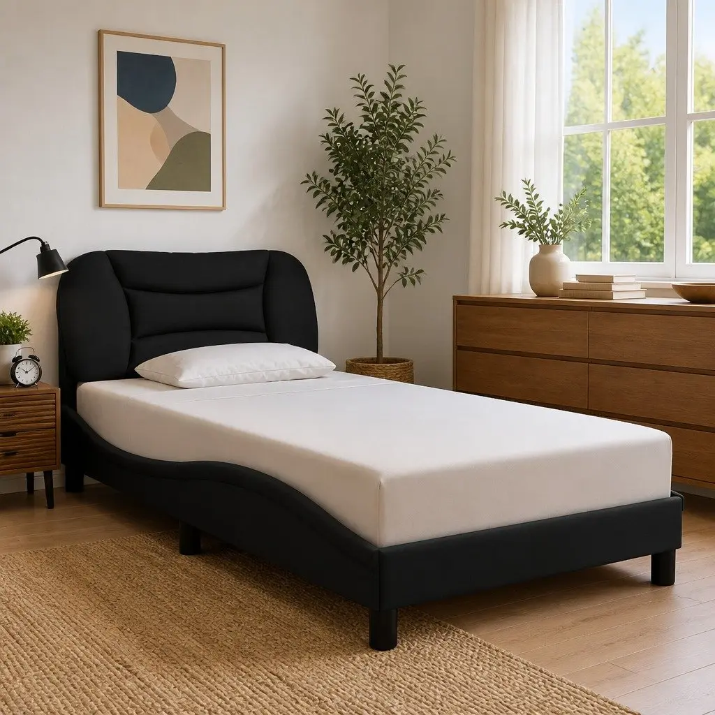 Bed Frame with LED Lights and Supportive Headboard