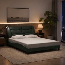 Comfortable Double Bed Frame with LED and Fabric Headboard