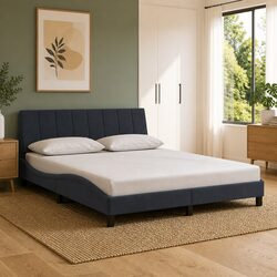 Comfortable Grey Velvet Queen Bed Frame with LED Strips