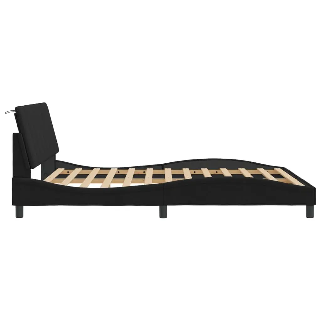 Queen Bed Frame Black Velvet Headboard 152x203 cm with LED Lights