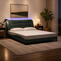 Comfortable Queen Bed Frame with LED Lights and Headboard