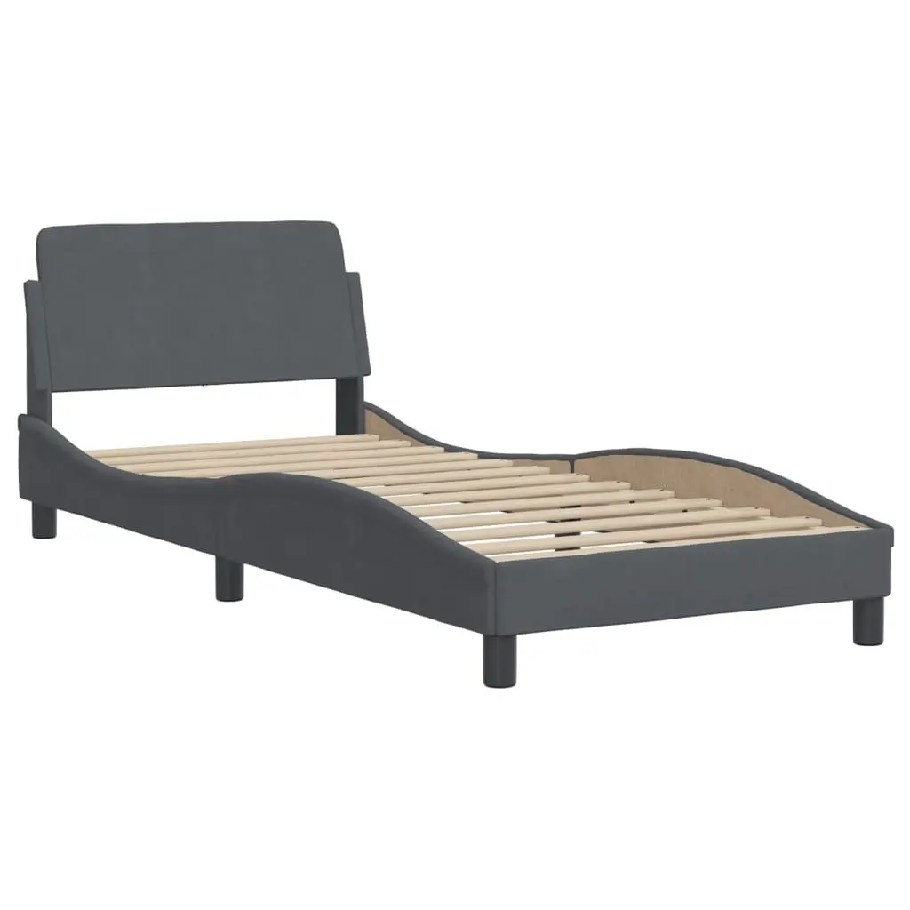 Grey Velvet Bed Frame with LED Lights