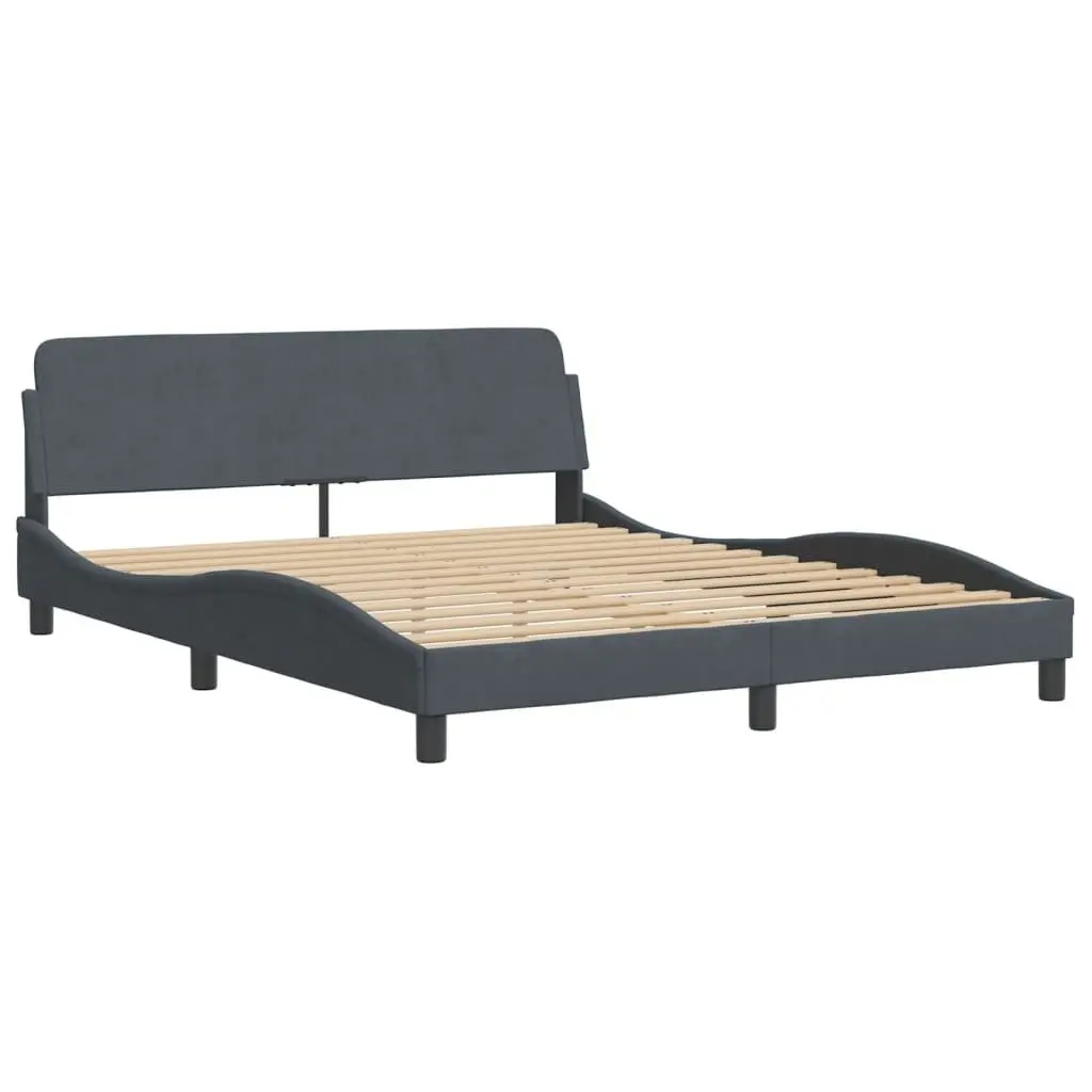 Grey Velvet Queen Bed Frame with LED Lighting