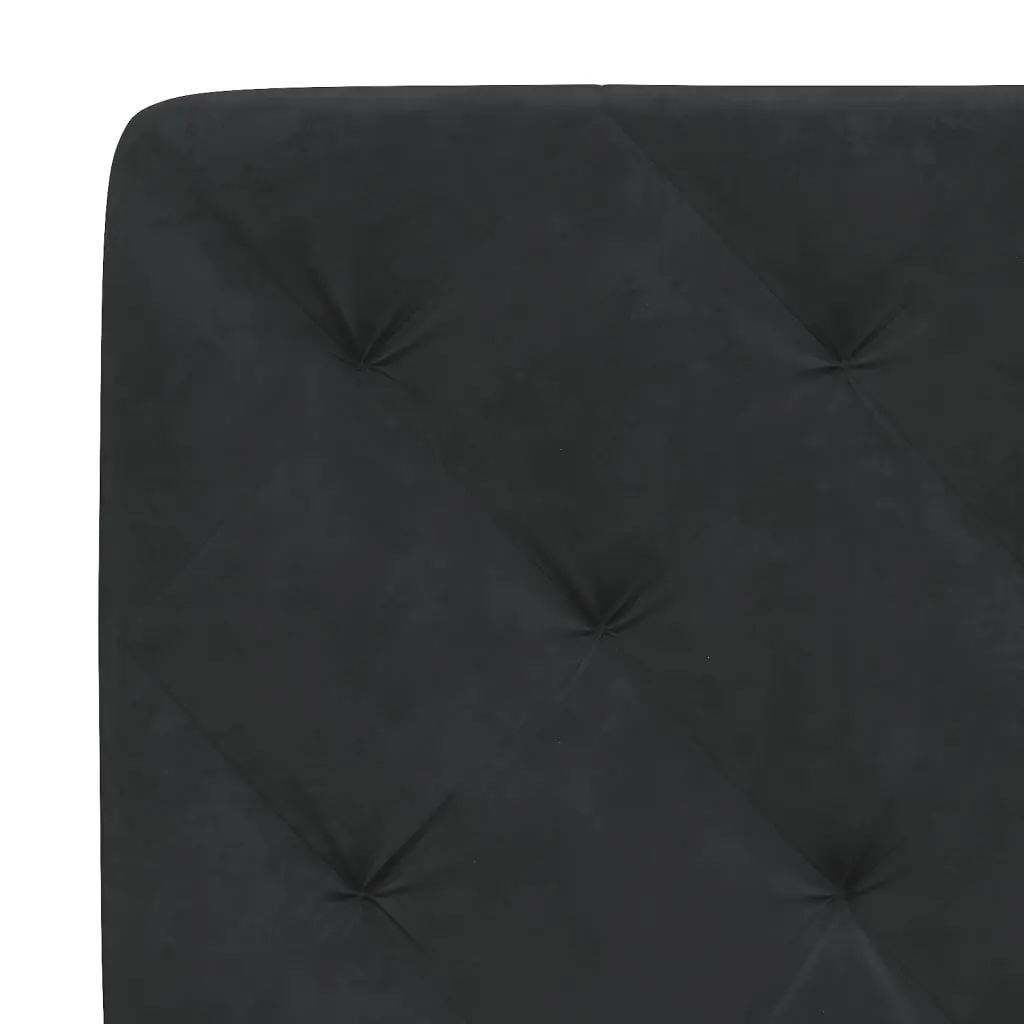 Queen Bed Frame with LED Lights Black Velvet Upholstered Headboard Pillow