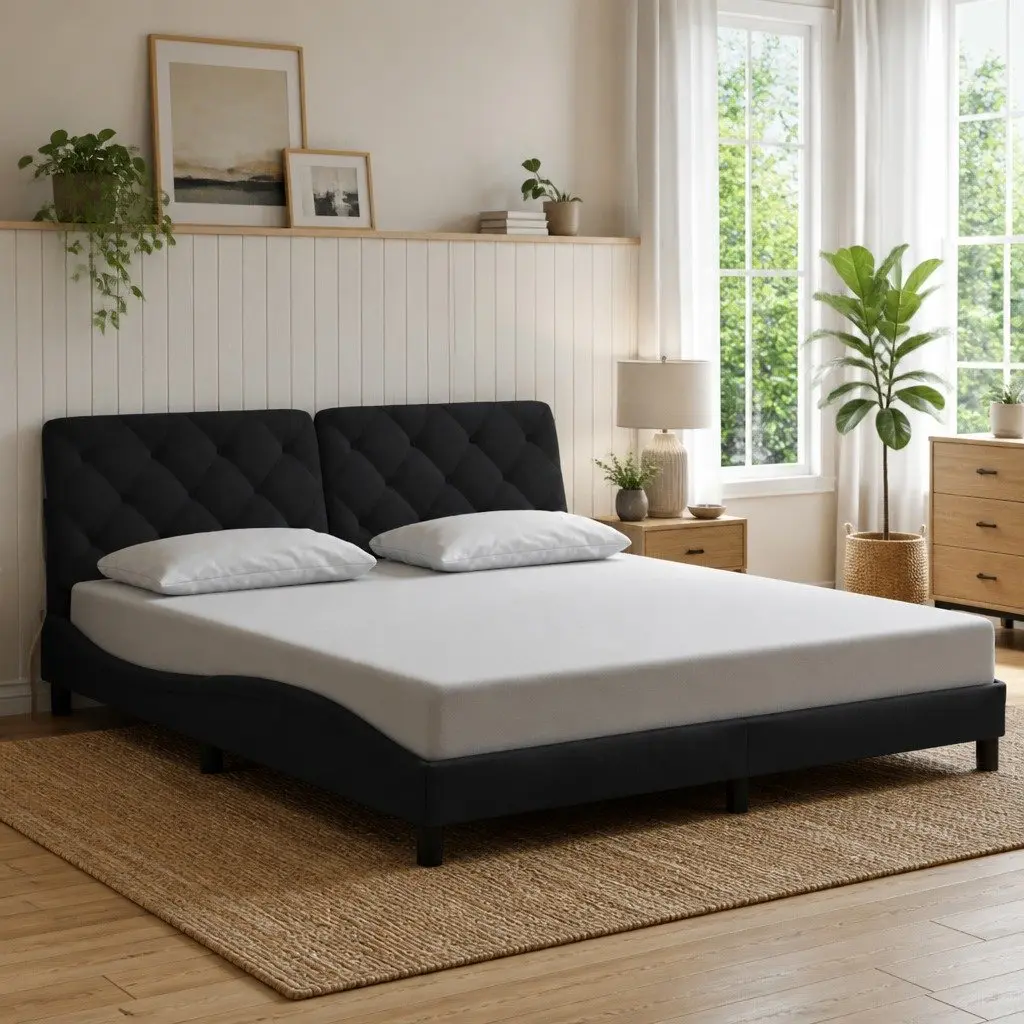 Velvet Bed Frame with LED Lights Included