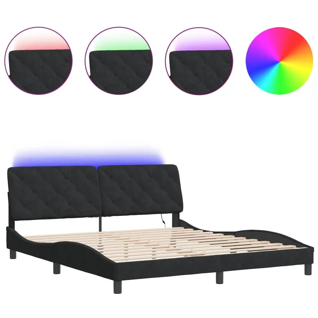 Velvet Bed Frame with LED Lights Included