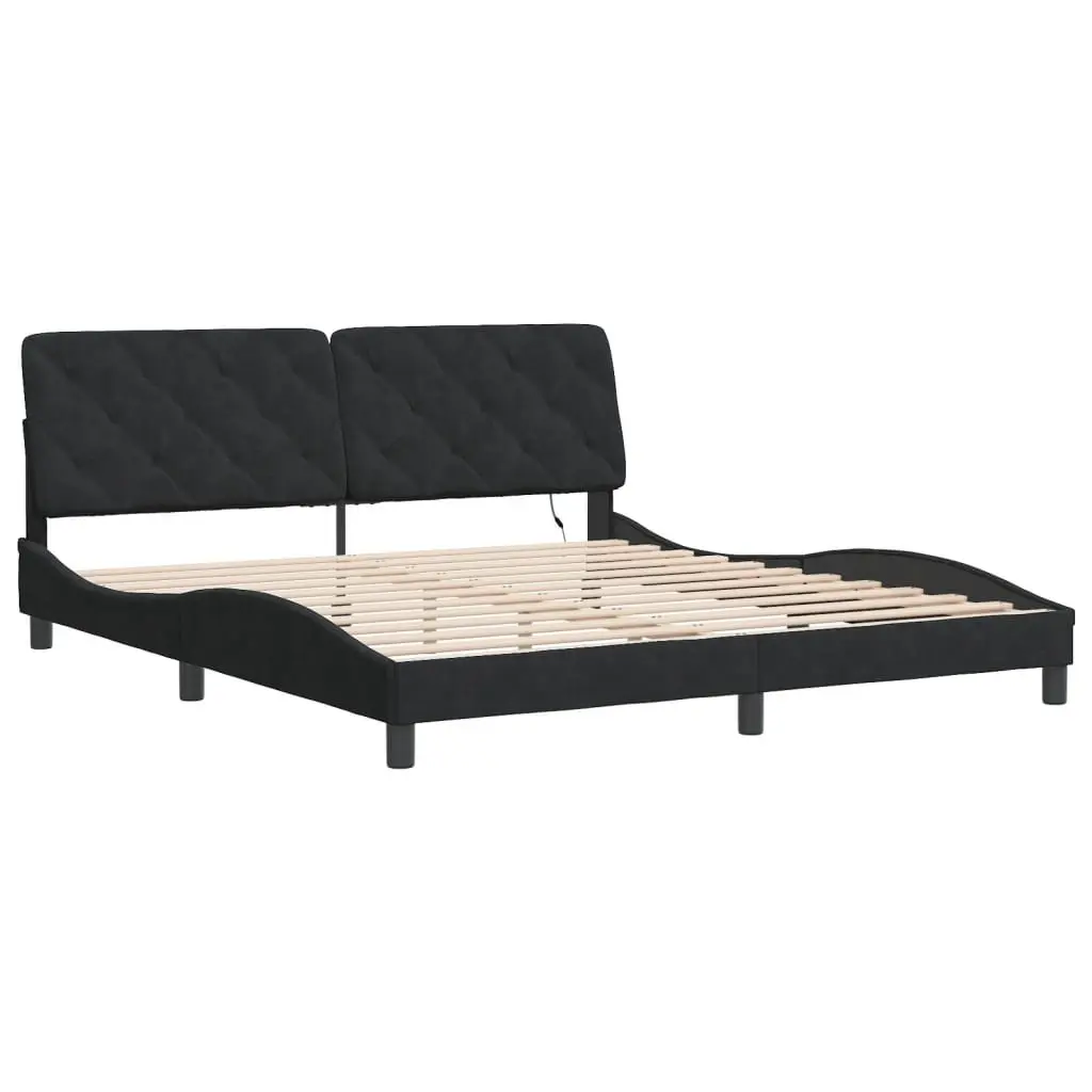 Velvet Bed Frame with LED Lights Included