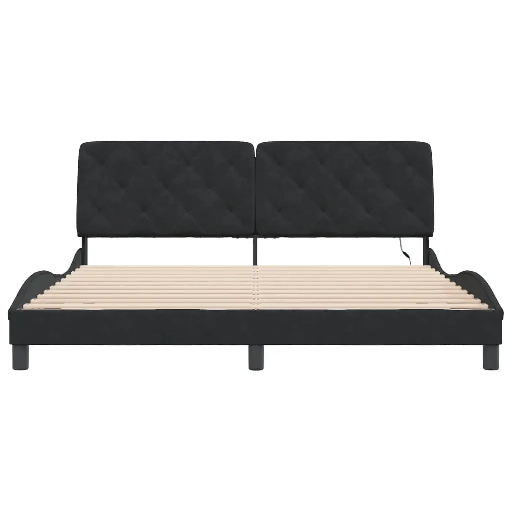Velvet Bed Frame with LED Lights Included