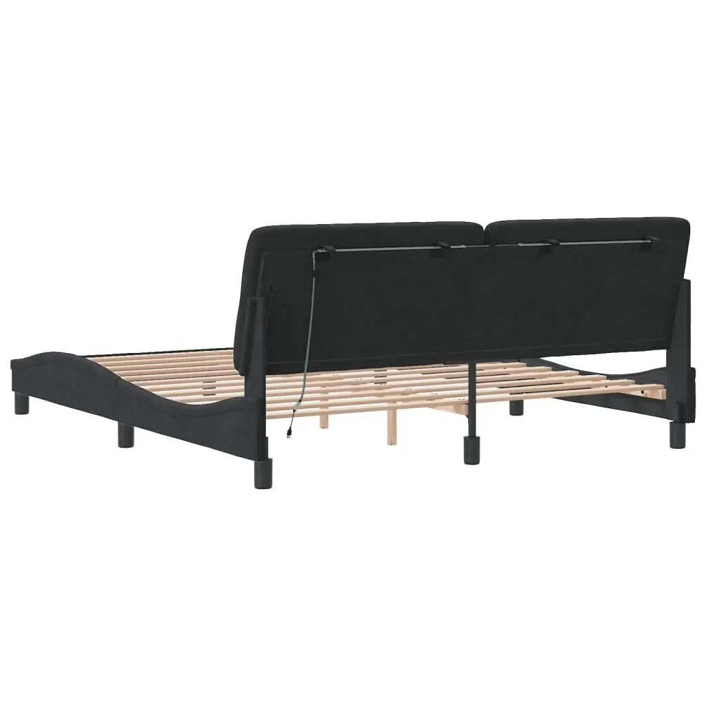Velvet Bed Frame with LED Lights Included