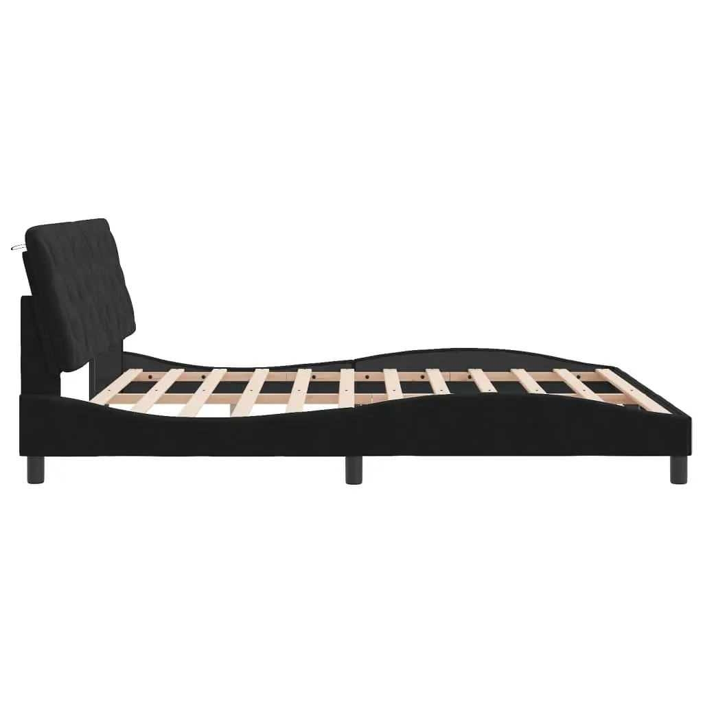 Velvet Bed Frame with LED Lights Included