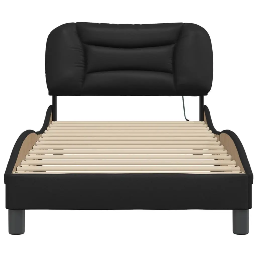 Bed Frame with LED Lights Headboard Pillow Support 90x190 cm Black