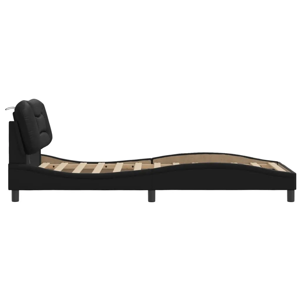 Bed Frame with LED Lights Headboard Pillow Support 90x190 cm Black