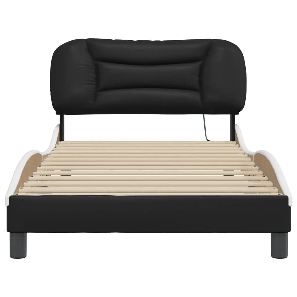 Faux Leather Bed Frame with LED Lighting