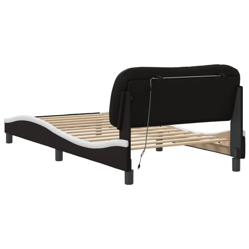 Faux Leather Bed Frame with LED Lighting