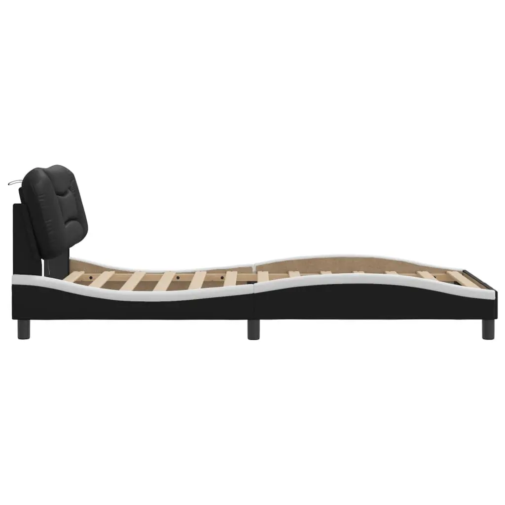 Faux Leather Bed Frame with LED Lighting