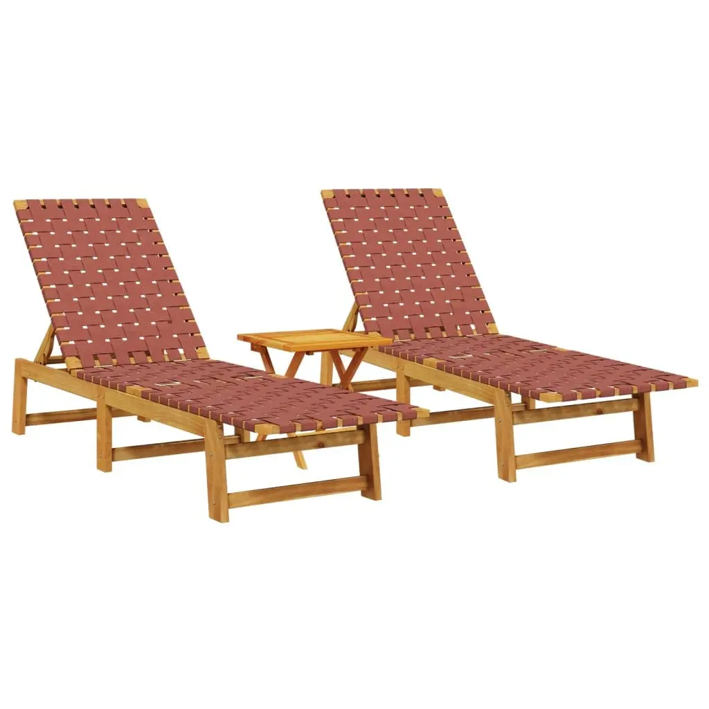 Red Outdoor Loungers Set with Table