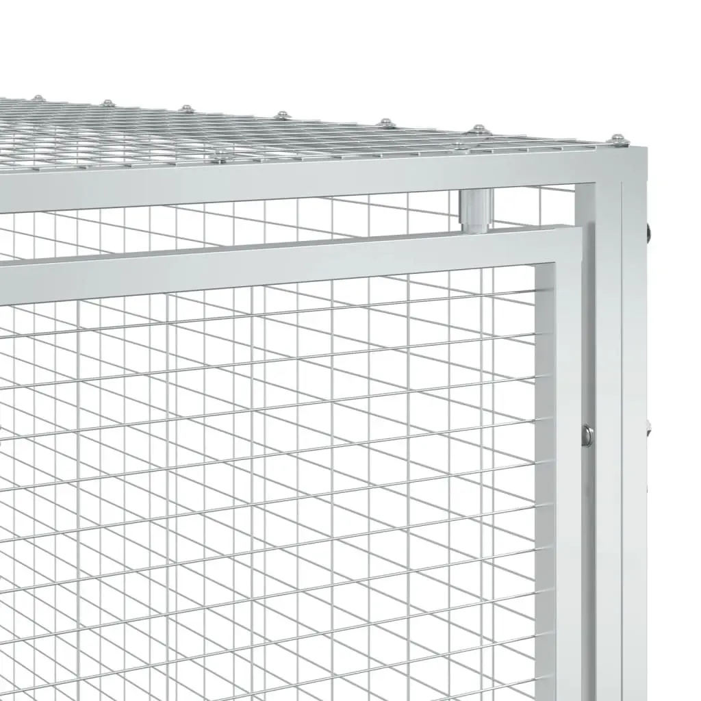 Dog House with Run Outdoor Kennel 197 x 396 x 110 cm Anthracite Galvanised Steel Mesh