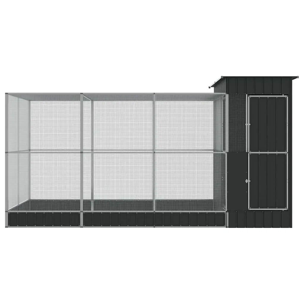 Aviary Bird Cage Outdoor Extension 416x203x216 cm Silver Steel Mesh