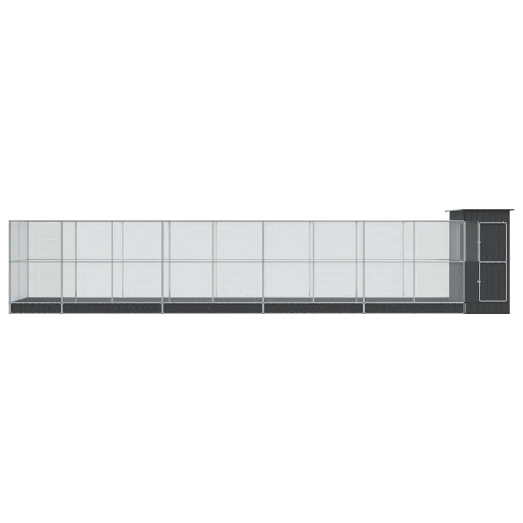 Large Bird Aviary Outdoor Galvanised Steel Mesh Cage for Parrots 1037 x 203 x 216 cm Silver