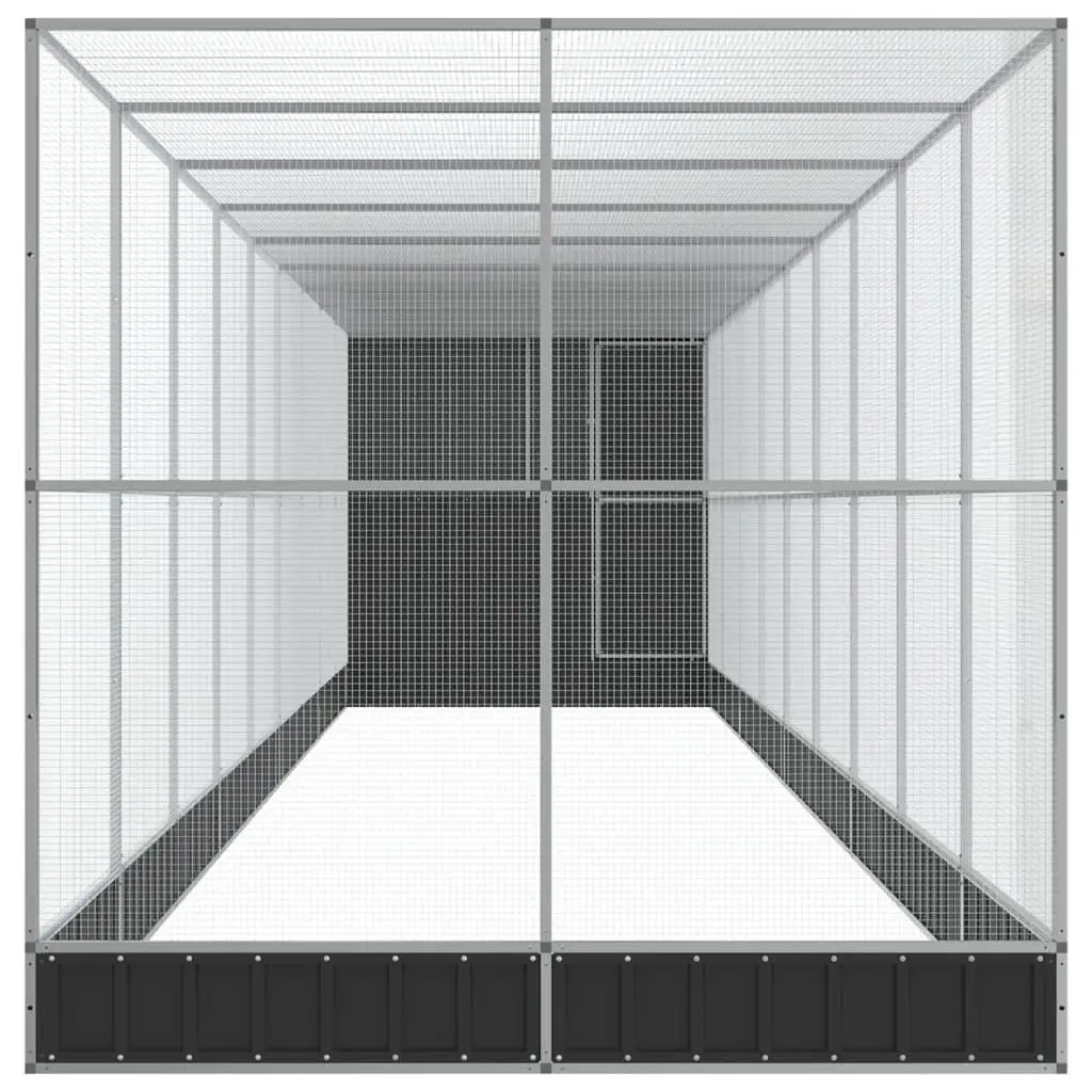 Large Bird Aviary Outdoor Galvanised Steel Mesh Cage for Parrots 1037 x 203 x 216 cm Silver