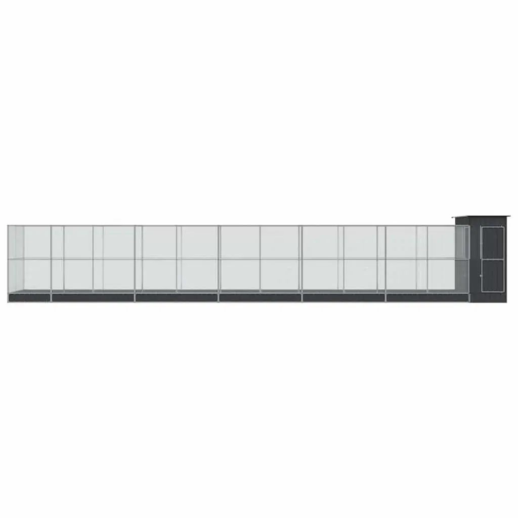 Large Bird Aviary Extension Silver Outdoor Cage 1244 x 203 x 216 cm Galvanised Steel Frame