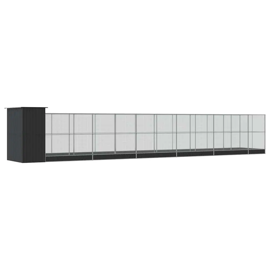 Large Bird Aviary Extension Silver Outdoor Cage 1244 x 203 x 216 cm Galvanised Steel Frame