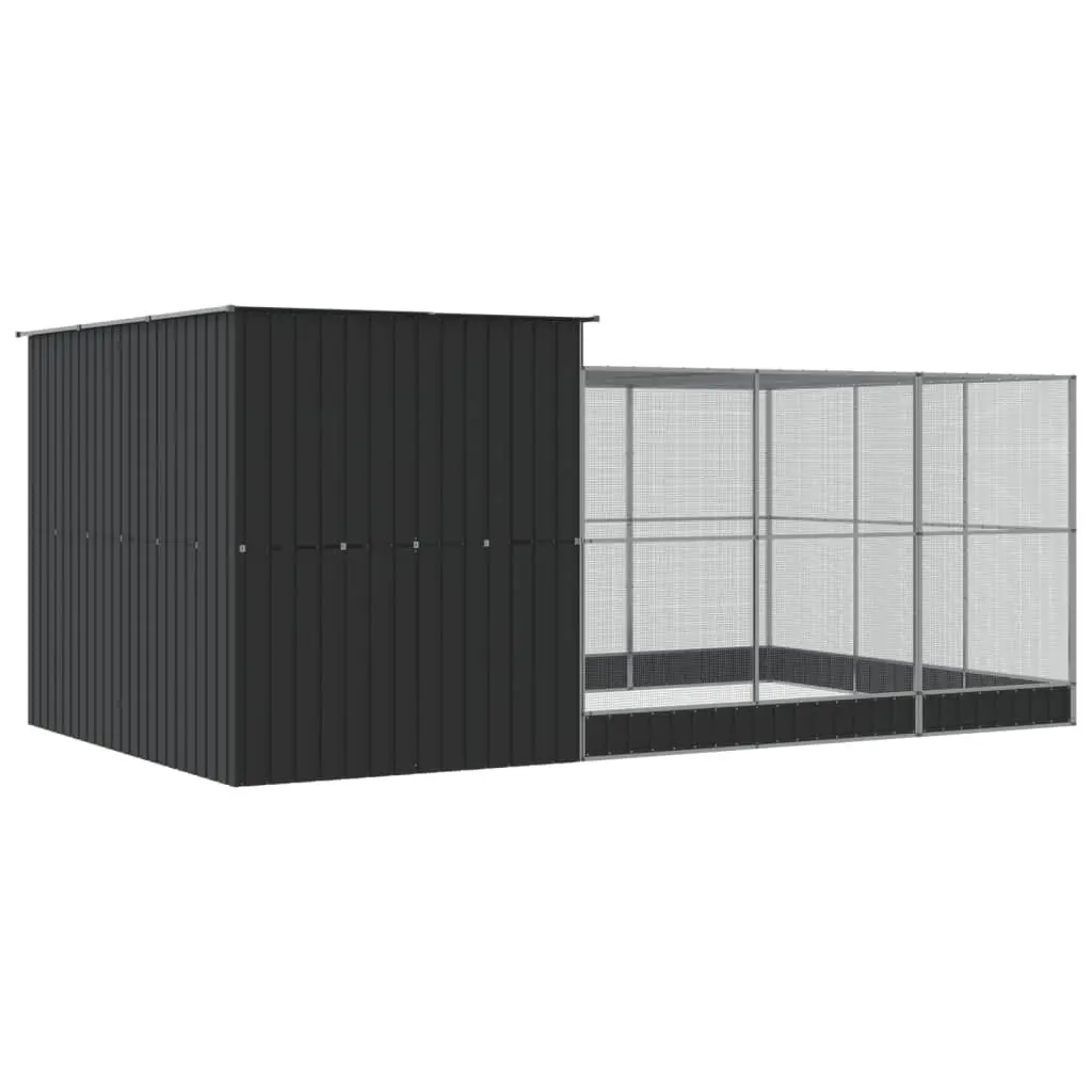 Aviary with Extension Outdoor Bird Cage 497x303x216 cm Silver Steel Frame