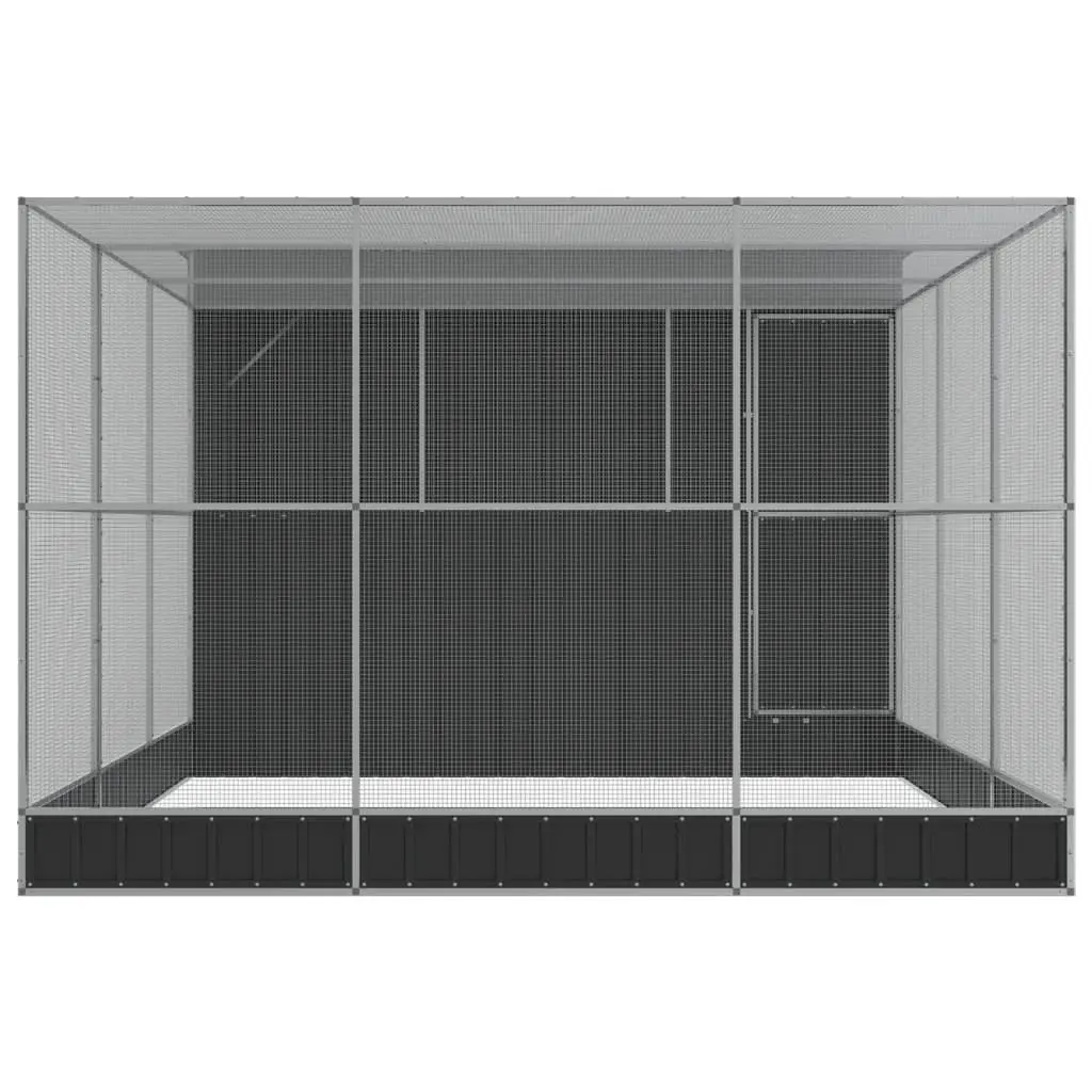 Aviary with Extension Outdoor Bird Cage 497x303x216 cm Silver Steel Frame