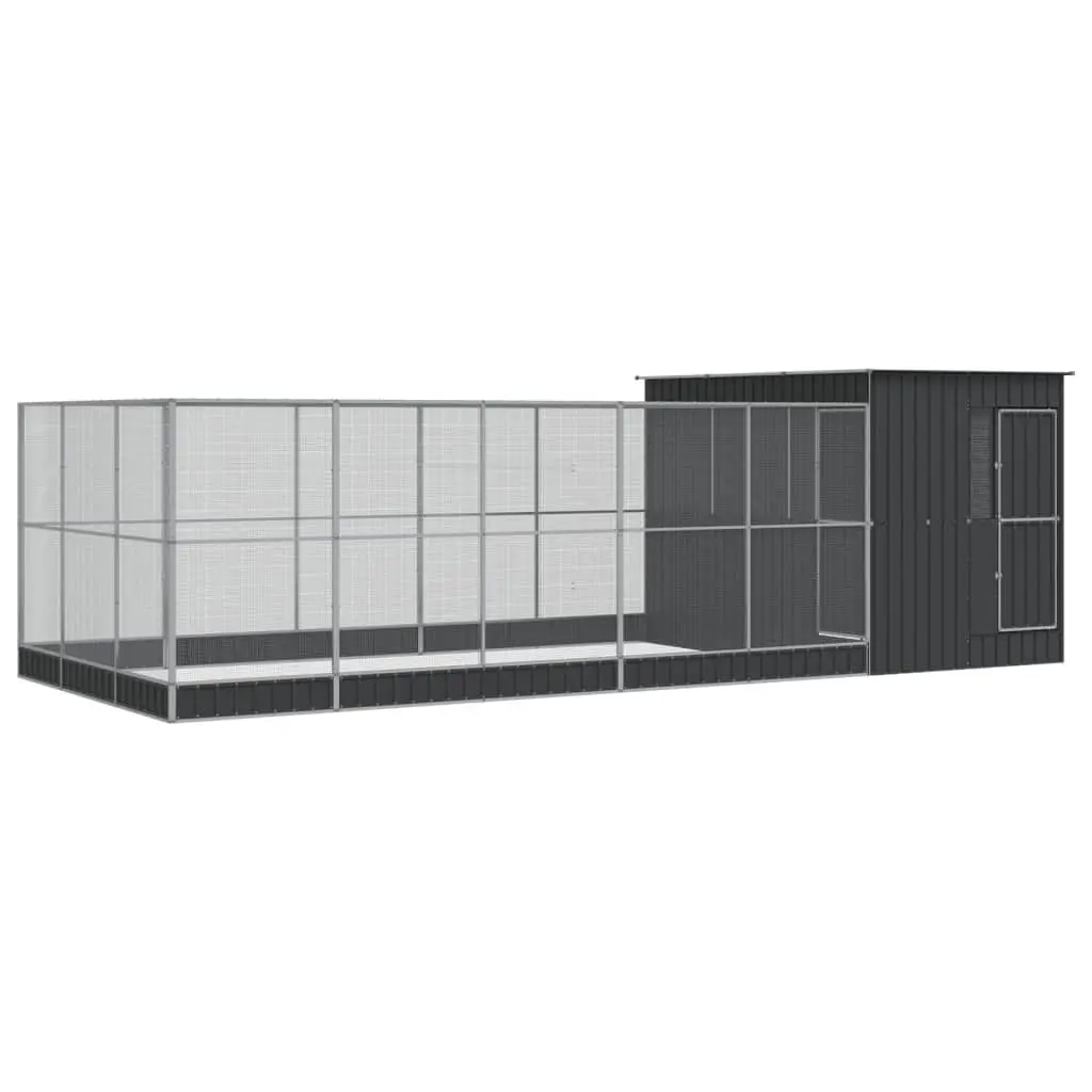 Large Bird Aviary Silver Steel Mesh Cage Outdoor Indoor 704 x 303 x 216 cm