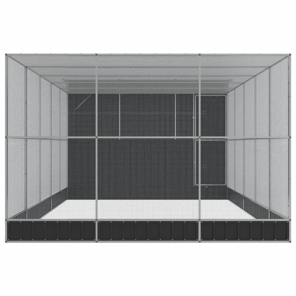 Large Bird Aviary Silver Steel Mesh Cage Outdoor Indoor 704 x 303 x 216 cm